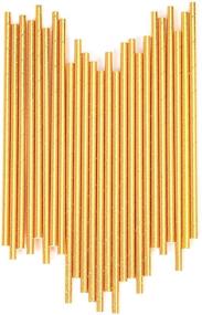 img 3 attached to 🥤 125 Gold Paper Straws - Biodegradable Metallic Drinking Straws for Decoration - Disposable Straws with 5 Packs of 25 Units - Boxed