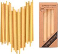 🥤 125 gold paper straws - biodegradable metallic drinking straws for decoration - disposable straws with 5 packs of 25 units - boxed logo