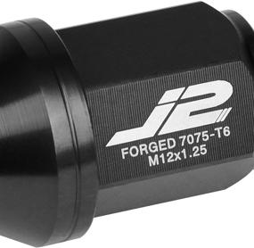 img 2 attached to 🔧 J2 Engineering LN-T7-024-125-BK Set of 20 M12 x 1.25 7075-T6 Aluminum Close-End Lug Nuts (Black) with Socket Adapter - 35mm Length