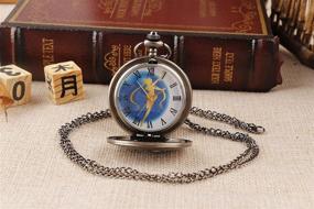 img 1 attached to Vintage Pocket Watch with FOB Chain and Necklace Pendant - Fish Design Clock