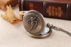 img 3 attached to Vintage Pocket Watch with FOB Chain and Necklace Pendant - Fish Design Clock