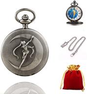 vintage pocket watch with fob chain and necklace pendant - fish design clock logo