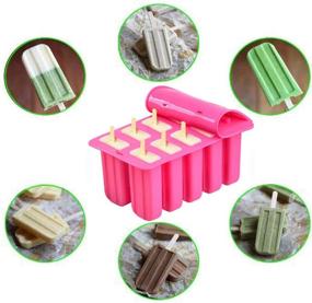 img 2 attached to 🍦 Popsicle Molds Shape Maker - Set of 10 Homemade Ice Pop Molds: Food Grade Silicone, BPA-Free Popsicle Moulds with 50 Popsicle Sticks, 50 Popsicle Bags, Silicone Funnel, and Cleaning Brush (Pink)