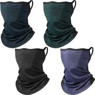 🧣 outdoor sports bandanas with ear loops - 4 piece set, unisex neck gaiter, face rave cover, balaclava scarf for women and men logo