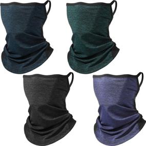 img 4 attached to 🧣 Outdoor Sports Bandanas With Ear Loops - 4 Piece Set, Unisex Neck Gaiter, Face Rave Cover, Balaclava Scarf for Women and Men