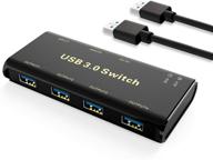 🔁 ablewe usb 3.0 переключатель selector: 4 портовый kvm переключатель для мыши, клавиатуры, сканера, принтера, пк - переключение одной кнопкой, включает 2 пак usb кабеля логотип