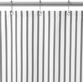 img 2 attached to 🚿 Felisa Vertical Stripe Fabric Shower Curtain, Yarn-Dyed Farmhouse Chic Style, Light Black and White, 72"x72