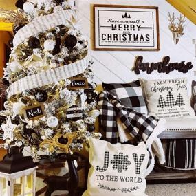 img 2 attached to Stylish PANDICORN Black Buffalo Plaid Christmas Pillow Covers - Set of 4, Farmhouse-inspired Holiday Decorations, 18x18 Throw Pillows Cases for Modern Home Decor, Buffalo Check Christmas Decor Trees Truck Ornaments