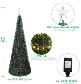 img 3 attached to 🎄 6FT Pre-Lit Artificial Christmas Tree - 314 Multicolored LED Lights with 18 Flash Modes, Quick Install Foldable Stand - Ideal for Indoor and Outdoor Holiday Decoration