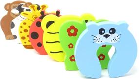 img 3 attached to 🦁 Honbay 7PCS Unique Cartoon Animal Cushion Child Safety Door Stopper Set - Childproof Curve Shaped Foam Door Stoppers