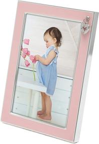 img 2 attached to 👶 MIMOSA MOMENTS Silver Plated Metal Baby Picture Frame: Showcasing Adorable Memories with Pink Enamel and Heart Charm (4x6", Silver & Pink)