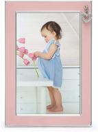 👶 mimosa moments silver plated metal baby picture frame: showcasing adorable memories with pink enamel and heart charm (4x6", silver & pink) логотип