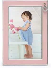 img 4 attached to 👶 MIMOSA MOMENTS Silver Plated Metal Baby Picture Frame: Showcasing Adorable Memories with Pink Enamel and Heart Charm (4x6", Silver & Pink)