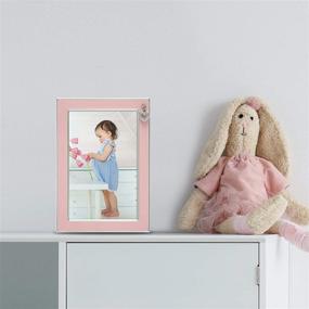 img 1 attached to 👶 MIMOSA MOMENTS Silver Plated Metal Baby Picture Frame: Showcasing Adorable Memories with Pink Enamel and Heart Charm (4x6", Silver & Pink)