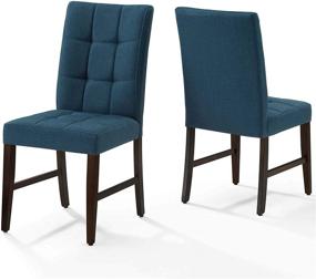 img 4 attached to Modway Promulgate Blue Fabric Dining Side Chair, Set of 2 - Biscuit Tufted Upholstery