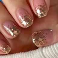 💅 feilisa pink sequin short press on false acrylic nails - full cover tips (24 pcs) logo