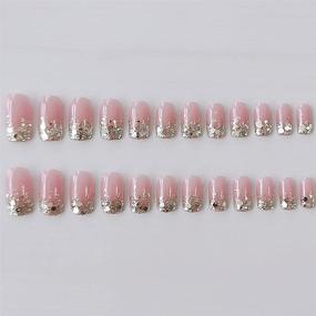 img 1 attached to 💅 Feilisa Pink Sequin Short Press on False Acrylic Nails - Full Cover Tips (24 pcs)