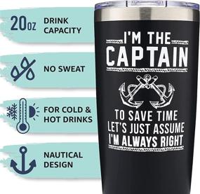 img 1 attached to 🚢 The Navy Knot 20oz Tumbler - I'm The Captain - Stainless Steel - Double-Insulated - For Lake, Ocean, Travelers, Boaters - Keeps Drinks Cold or Hot