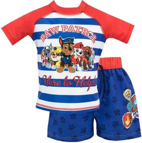 img 4 attached to 🐾 Chase, Marshall & Group Two Piece Swim Set for Boys from Paw Patrol