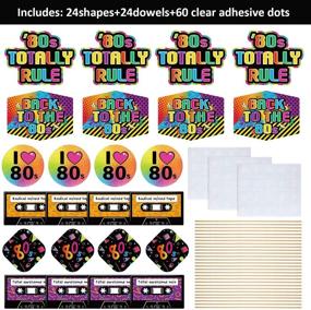 img 3 attached to 🎉 Throwback Delights: 24-Piece 80's Retro Decorations for Baby Showers and Birthdays: Centerpiece Sticks, Table Toppers, and Photo Booth Props!