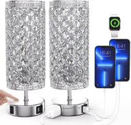 💡 modern touch control crystal table lamp set with usb a+c ports & ac outlet - 3-way dimmable bedside lamps with led bulbs (set of 2) логотип