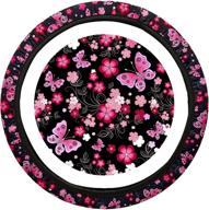 🌸 stylish women's toppers steering wheel cover - vibrant pink floral & butterfly design, ideal for girls, women, and ladies logo