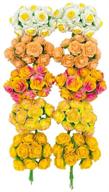 🌼 handmade 100 pcs mini rose mixed yellow mulberry paper flowers: perfect for scrapbooking, weddings, dollhouses, and cards, with small roses 15-18 mm logo