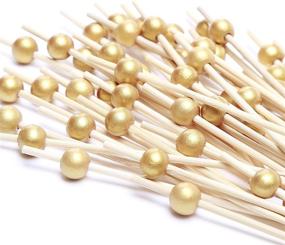 img 3 attached to Pukavt Handmade Wooden Cocktail Picks - 100 Count Party Supplies, Matt Gold Pearl Sticks, Best for Cocktails