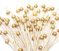 pukavt handmade wooden cocktail picks - 100 count party supplies, matt gold pearl sticks, best for cocktails logo