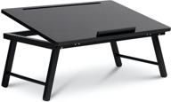 🛏️ универсальный и удобный столик-поднос pj wood bed tray table: настольный стол для ноутбука для перекуса, завтрака и работы - черный. логотип