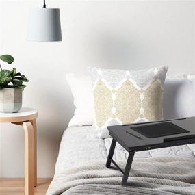 img 2 attached to 🛏️ Versatile and Convenient PJ Wood Bed Tray Table: Laptop Desk for Snack, Breakfast, and Work - Black