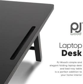 img 3 attached to 🛏️ Versatile and Convenient PJ Wood Bed Tray Table: Laptop Desk for Snack, Breakfast, and Work - Black