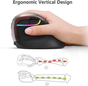 img 3 attached to 🖱️ Delux Rechargeable Bluetooth Ergonomic Mouse: Silent Vertical Mouse with Dual Mode Connectivity, 6 Buttons and 4 Gear DPI for Laptop and PC (M618mini-Jet)