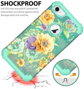 img 1 attached to 🌿 Green Floral Hekodonk iPhone 8/7 Case: Heavy Duty Shockproof Protection