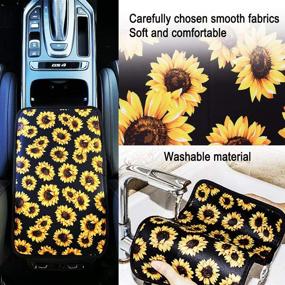 img 3 attached to 🌻 Enhance Your Car Comfort: Venhoo Sunflower Car Accessories - 2 Pack Car Seat Belt Covers & Shoulder Pads + Armrest Cover Pad for Center Console