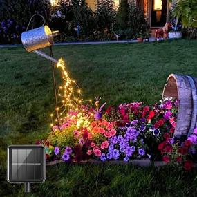 img 4 attached to 🌟 YITING Solar Waterfall Fairy Bunch Lights Outdoor Waterproof with 200 LEDs: Perfect Watering Can Light Alternative for Solar Powered Firefly Moon Plants Christmas Tree Vines Decorations - 8 Modes Included