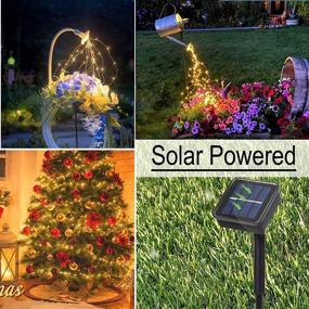 img 3 attached to 🌟 YITING Solar Waterfall Fairy Bunch Lights Outdoor Waterproof with 200 LEDs: Perfect Watering Can Light Alternative for Solar Powered Firefly Moon Plants Christmas Tree Vines Decorations - 8 Modes Included