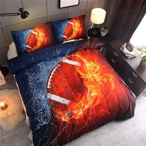 img 2 attached to ❄️ Fire and Ice Rugby American Football Comforter Quilt Set for Teen Boys - Full Size Bedding Set