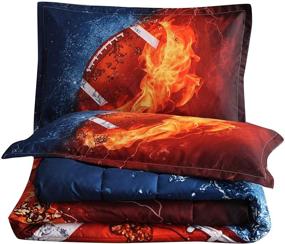 img 3 attached to ❄️ Fire and Ice Rugby American Football Comforter Quilt Set for Teen Boys - Full Size Bedding Set