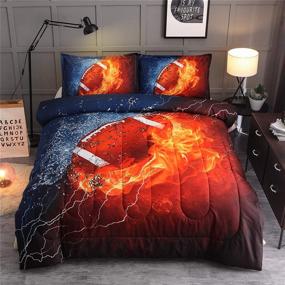 img 4 attached to ❄️ Fire and Ice Rugby American Football Comforter Quilt Set for Teen Boys - Full Size Bedding Set