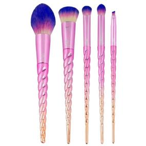 img 3 attached to 🦄 MODA Mythical Star Traveler 6pc Unicorn Makeup Brush Set with Pouch - Full Size Brushes for Blush, Complexion, Domed Shadow, Crease, and Angle Eyeliner