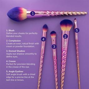 img 1 attached to 🦄 MODA Mythical Star Traveler 6pc Unicorn Makeup Brush Set with Pouch - Full Size Brushes for Blush, Complexion, Domed Shadow, Crease, and Angle Eyeliner
