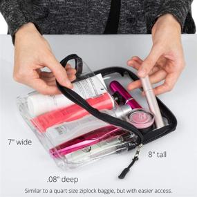 img 2 attached to 👜 TSA Compliant Toiletry Bag - Transparent Cosmetic & Travel Toiletries Organizer - Quart Size for 3-1-1 Liquids & Other Personal Items - Ideal for Luggage, Purse or Car, Store Face Coverings, Lotion & More - Set of 2