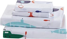 img 1 attached to 🌈 Colorful Submarine Adventure: Luxury Home Collection Kids 4 Piece Full Sheet Set in Blue, White, Green, Red, and Yellow