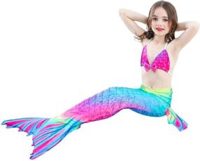 img 1 attached to 🧜 Get Your Little Mermaids Ready for the Pool with Girls Mermaid Tails for Swimming - Perfect Mermaid Theme Swimsuits & Birthday Gift for 3-12Y Toddlers