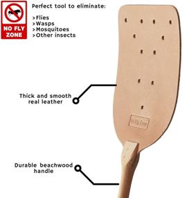 img 3 attached to Premium Heavy Duty Fly Swatter - Thick Leather Swat with Long-lasting Wooden Handle - Ensures Lifetime Use