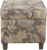 gray floral lift off lid square storage ottoman by homepop logo