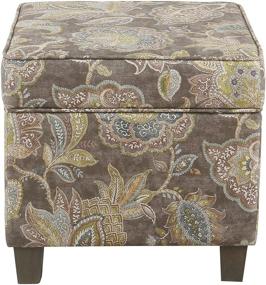 img 4 attached to Gray Floral Lift Off Lid Square Storage Ottoman by HomePop