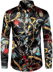 img 4 attached to ZEROYAA Hipster Leopard Printed ZLCL31 103 Gold Men's Clothing for Shirts