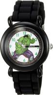 black silicone strap marvel boys' hulk analog-quartz watch, size 16 (model: wma000029) logo